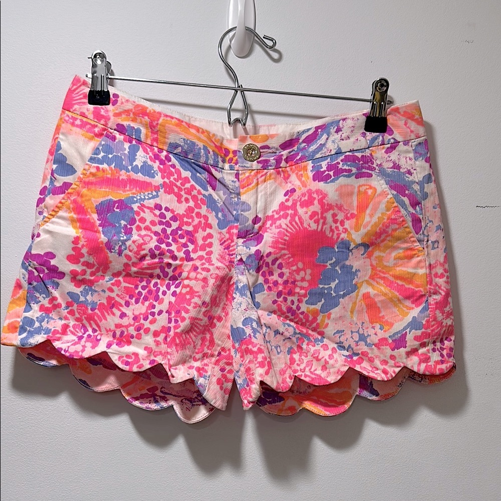 Lily Pulitzer Women's Multicolor Buttercup Shorts Side Zip Size 0 100% Cotton